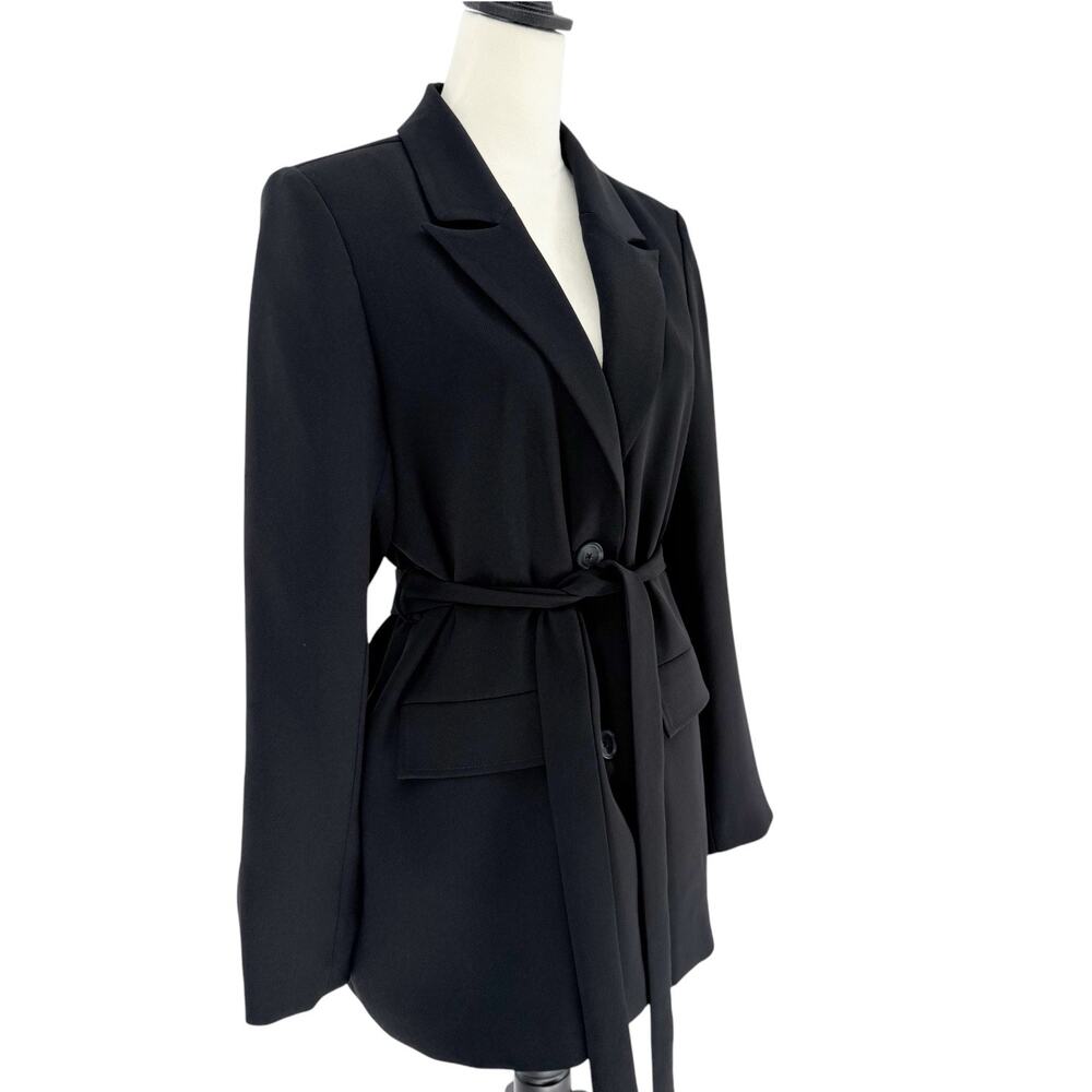 Good American Belted Trench Blazer Jacket Black Coat Size Medium - Picture 8 of 15